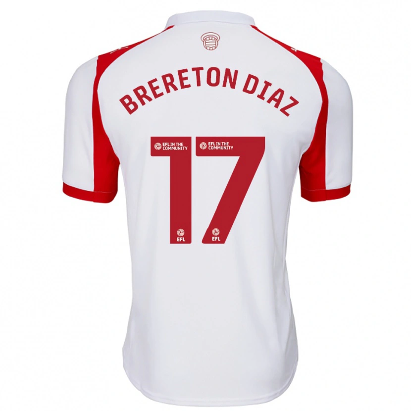 Danxen Uomo Maglia Ben Brereton Díaz #17 Bianco Rosso Kit Gara Home 2025/26 Maglietta