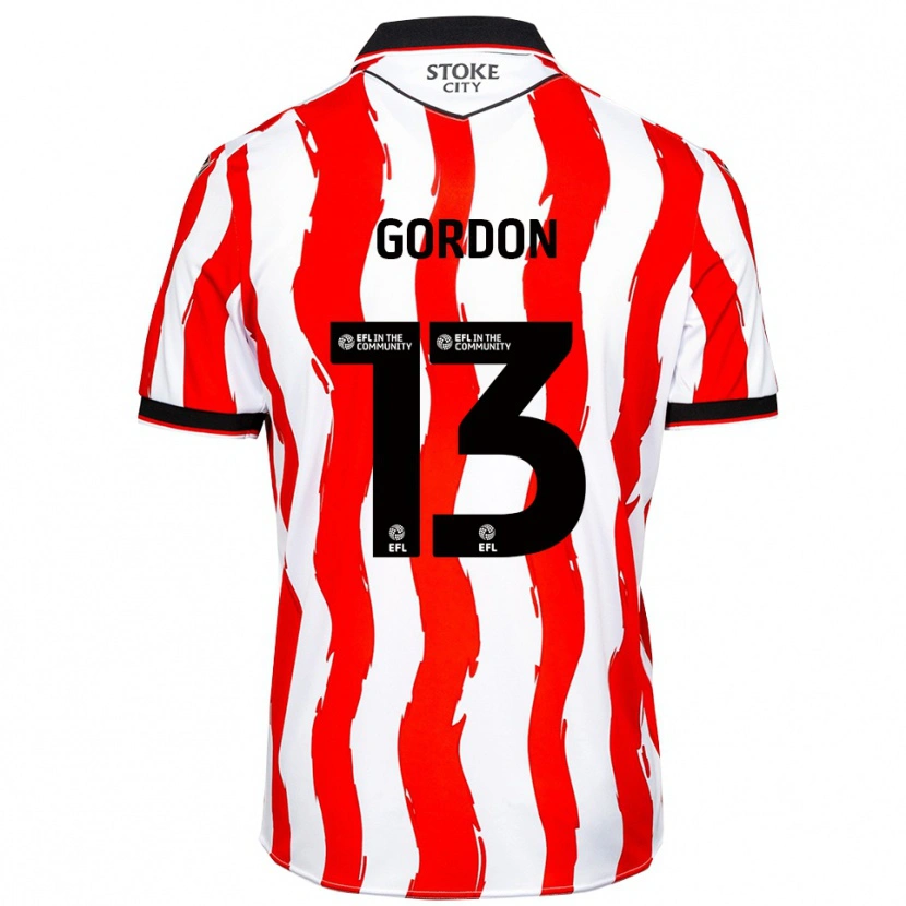 Danxen Uomo Maglia Jonathon Gordon #13 Bianco Rosso Kit Gara Home 2025/26 Maglietta
