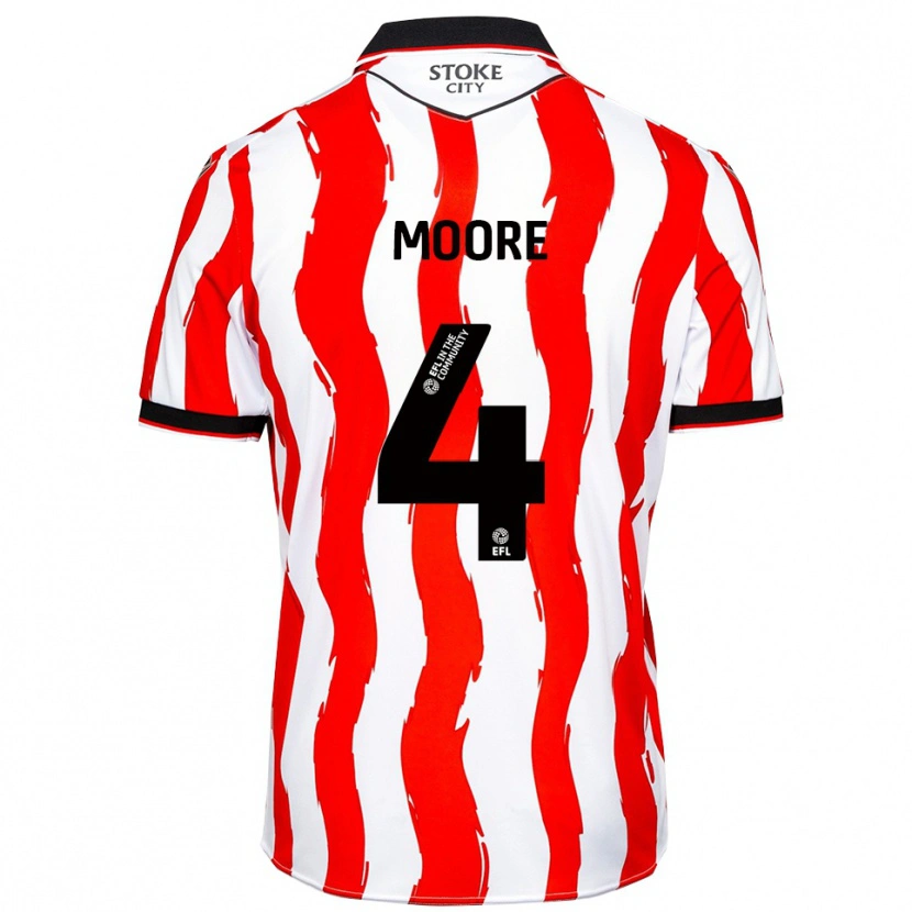 Danxen Uomo Maglia Sidney Moore #4 Bianco Rosso Kit Gara Home 2025/26 Maglietta