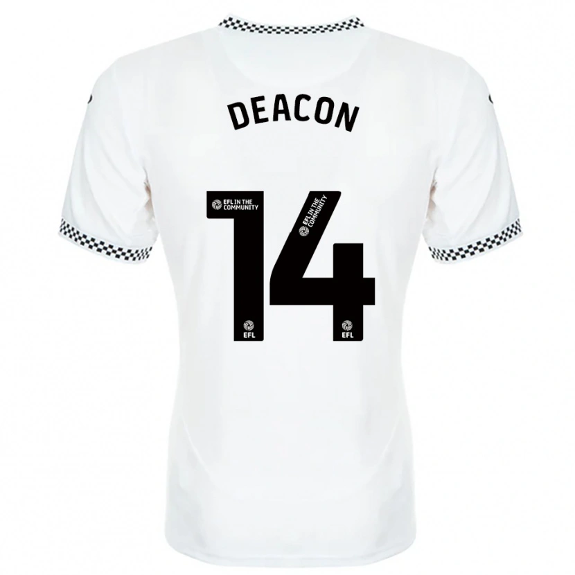Danxen Uomo Maglia Callum Deacon #14 Bianco Arancione Kit Gara Home 2025/26 Maglietta
