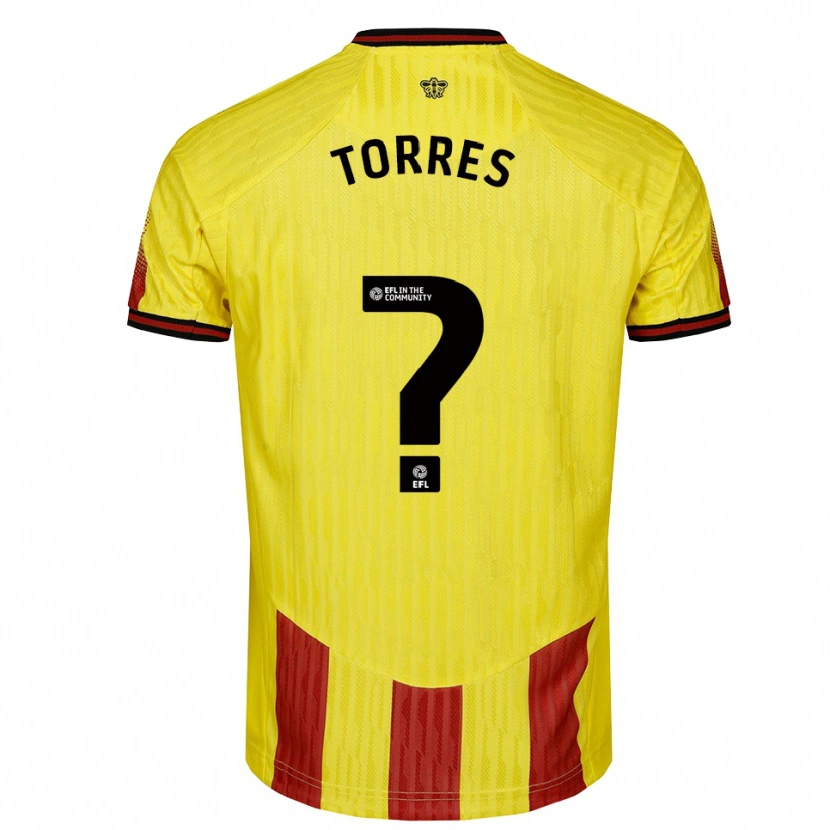 Danxen Uomo Maglia Laken Torres #0 Giallo Rosso Kit Gara Home 2025/26 Maglietta