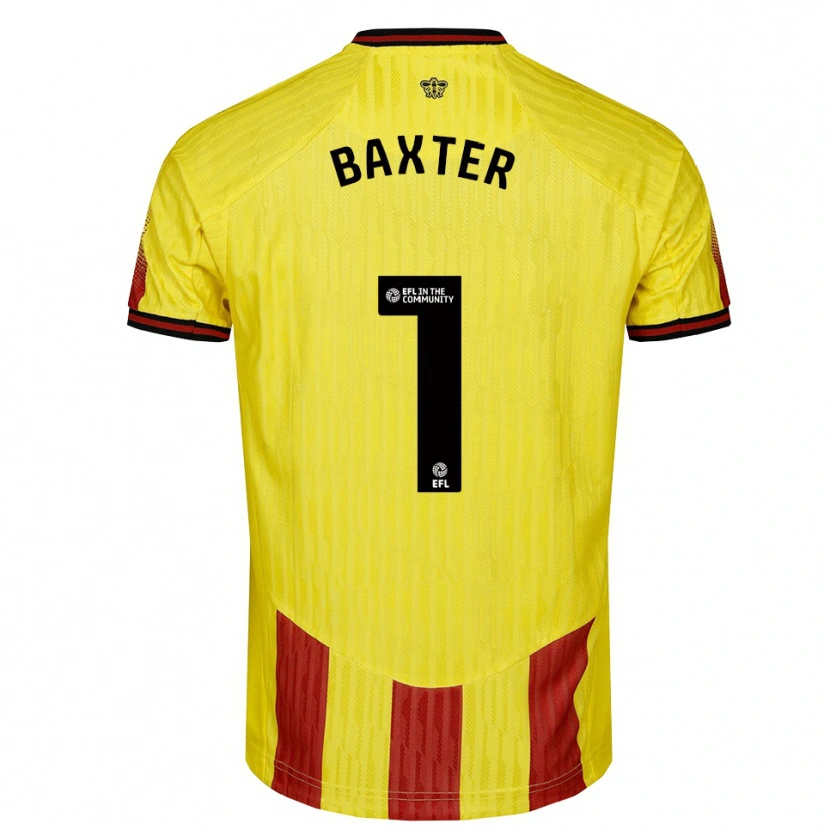 Danxen Uomo Maglia Nathan Baxter #1 Giallo Rosso Kit Gara Home 2025/26 Maglietta