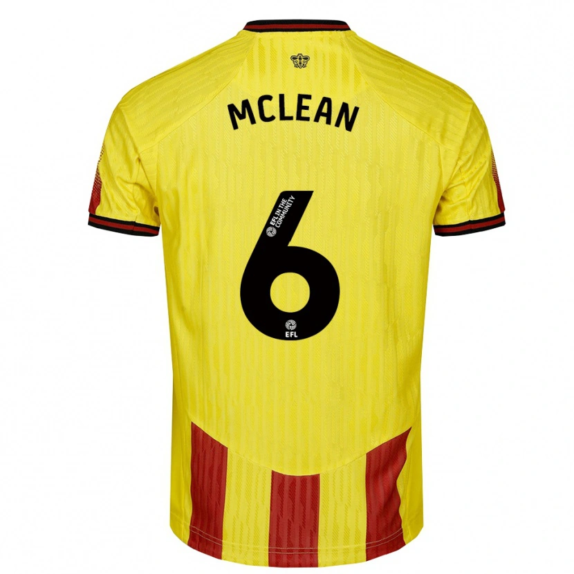 Danxen Uomo Maglia Sophie Mclean #6 Giallo Rosso Kit Gara Home 2025/26 Maglietta