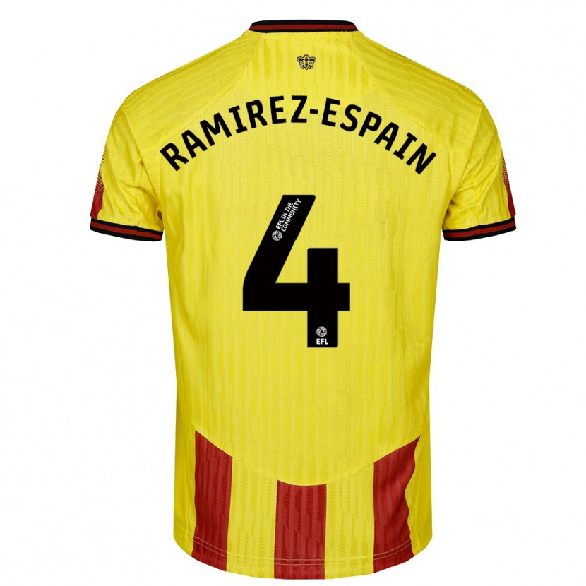 Danxen Uomo Maglia Leo Ramirez-Espain #4 Giallo Rosso Kit Gara Home 2025/26 Maglietta
