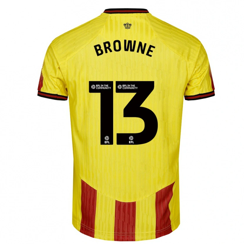 Danxen Uomo Maglia Roraigh Browne #13 Giallo Rosso Kit Gara Home 2025/26 Maglietta