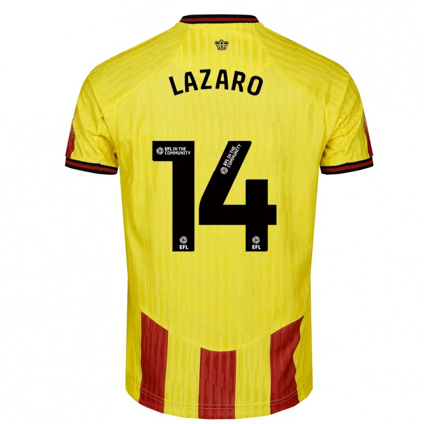 Danxen Uomo Maglia Maia Lazaro #14 Giallo Rosso Kit Gara Home 2025/26 Maglietta