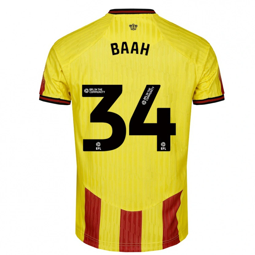 Danxen Uomo Maglia Kwadwo Baah #34 Giallo Rosso Kit Gara Home 2025/26 Maglietta