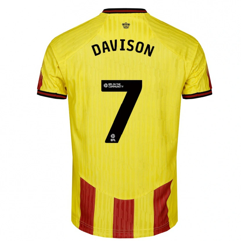 Danxen Uomo Maglia Gemma Davison #7 Giallo Rosso Kit Gara Home 2025/26 Maglietta