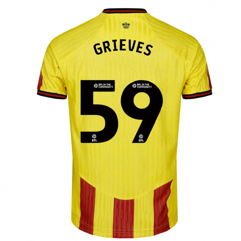 Danxen Uomo Maglia Jack Grieves #59 Giallo Rosso Kit Gara Home 2025/26 Maglietta