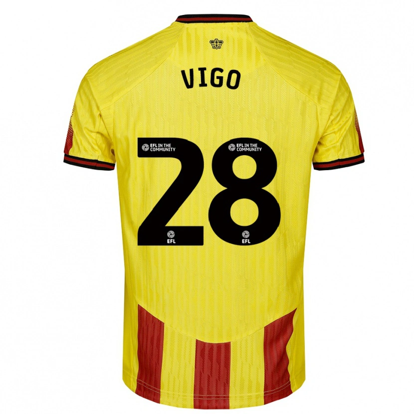 Danxen Uomo Maglia Francesca Vigo #28 Giallo Rosso Kit Gara Home 2025/26 Maglietta