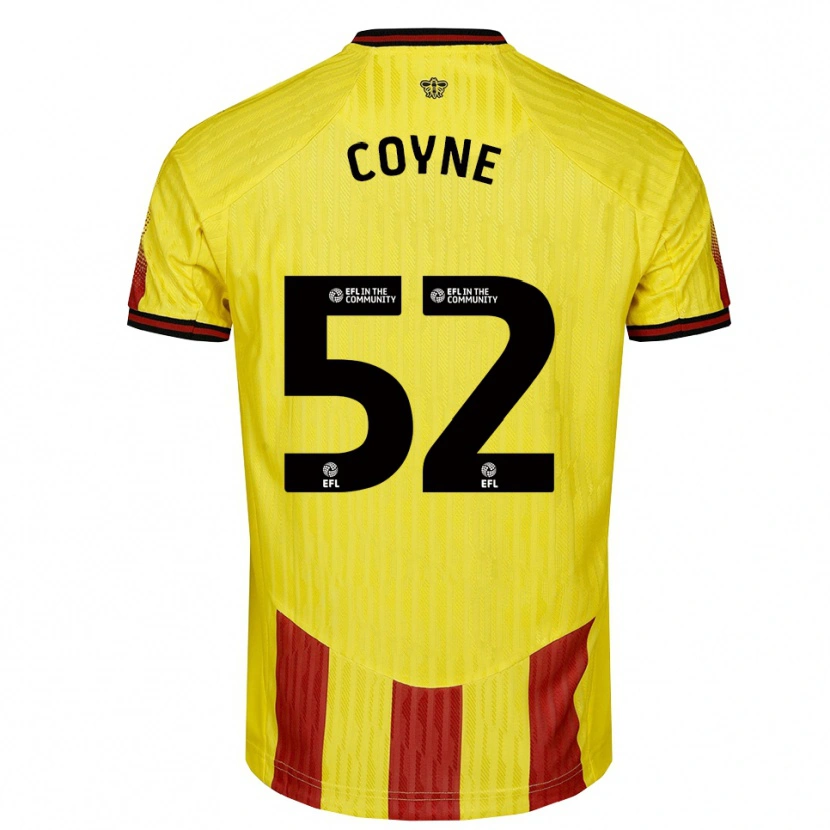 Danxen Uomo Maglia Aidan Coyne #52 Giallo Rosso Kit Gara Home 2025/26 Maglietta