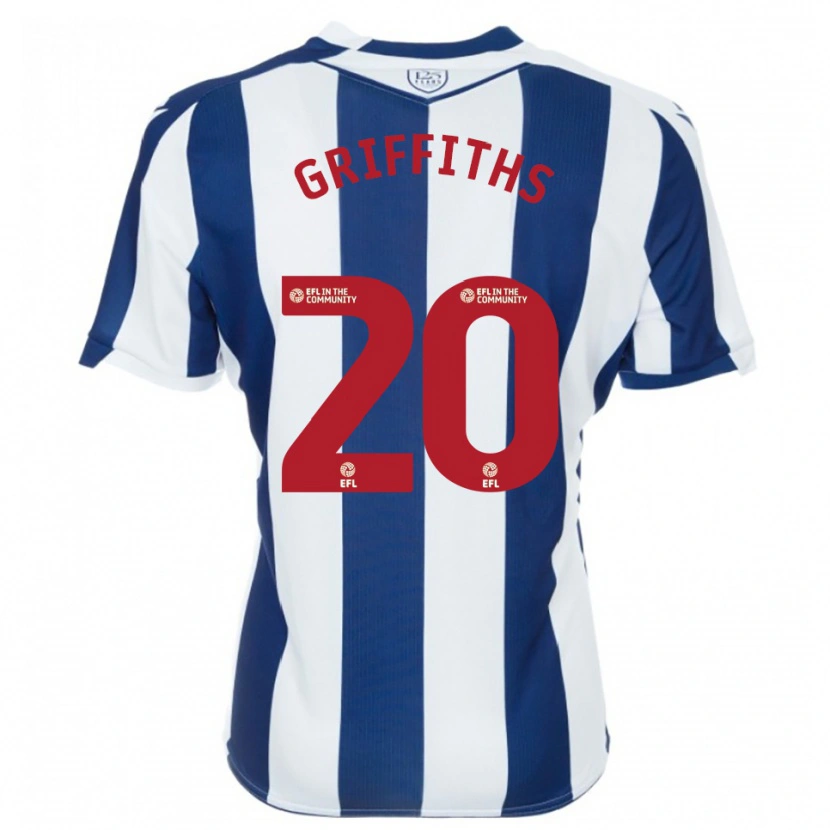 Danxen Uomo Maglia Josh Griffiths #20 Blu Marino Bianco Kit Gara Home 2025/26 Maglietta