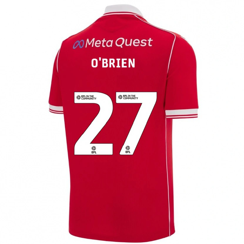 Danxen Uomo Maglia Lewis O'brien #27 Rosso Bianco Kit Gara Home 2025/26 Maglietta