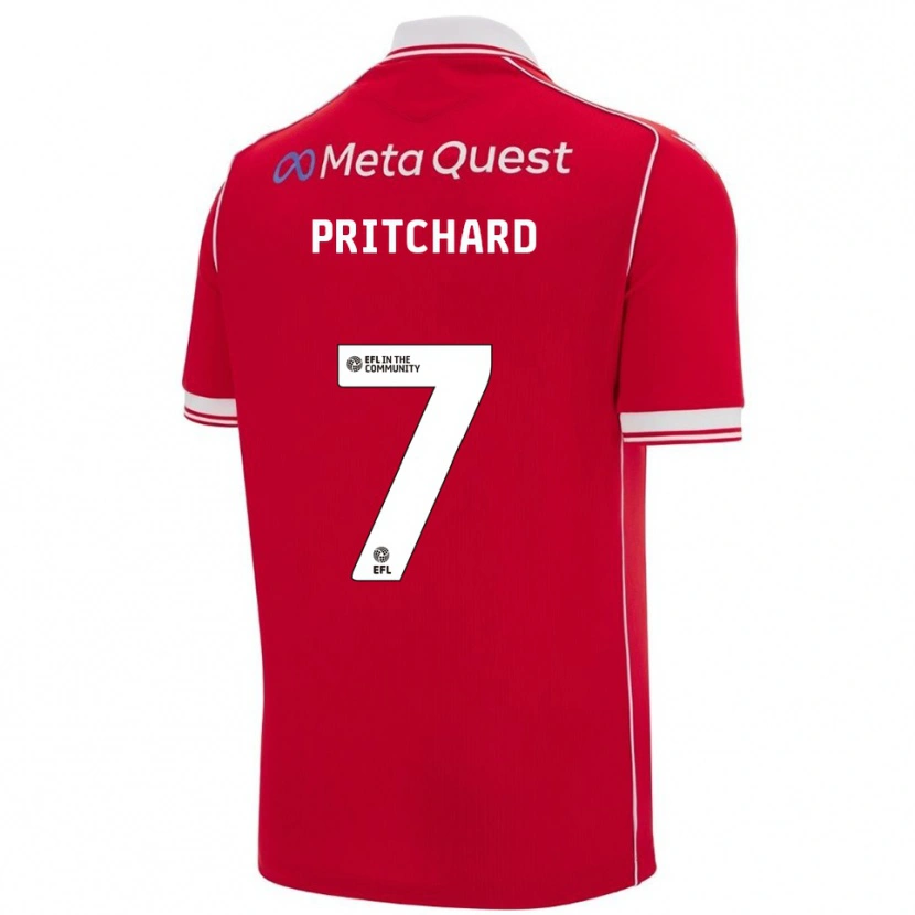 Danxen Uomo Maglia Rebecca Pritchard #7 Rosso Bianco Kit Gara Home 2025/26 Maglietta