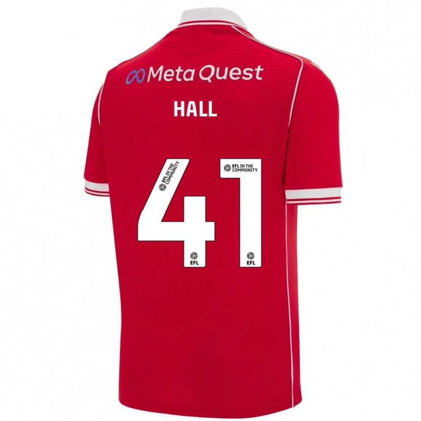 Danxen Uomo Maglia Liam Hall #41 Rosso Bianco Kit Gara Home 2025/26 Maglietta