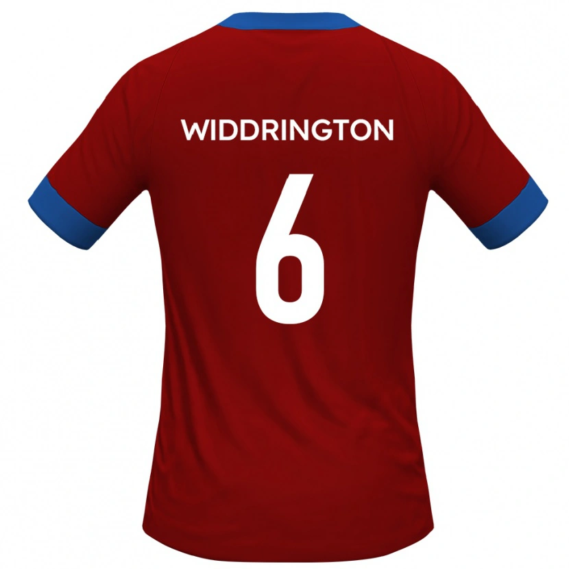 Danxen Uomo Maglia Theo Widdrington #6 Rosso Blu Kit Gara Home 2025/26 Maglietta