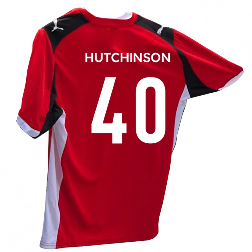 Danxen Uomo Maglia Luke Hutchinson #40 Rosso Bianco Kit Gara Home 2025/26 Maglietta
