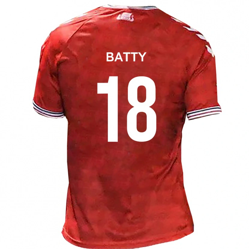 Danxen Uomo Maglia Daniel Batty #18 Rosso Bianco Kit Gara Home 2025/26 Maglietta