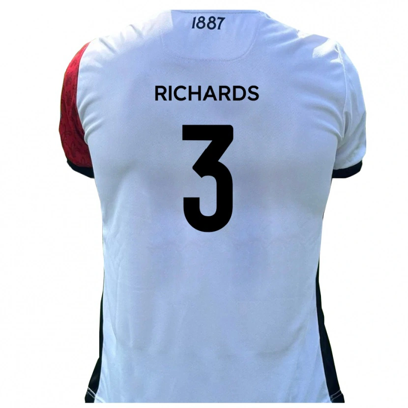 Danxen Uomo Maglia Caleb Richards #3 Rosso Bianco Kit Gara Home 2025/26 Maglietta