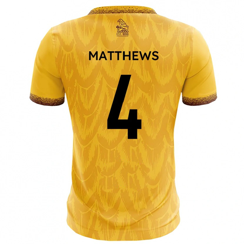 Danxen Uomo Maglia Anton Matthews #4 Giallo Marrone Kit Gara Home 2025/26 Maglietta