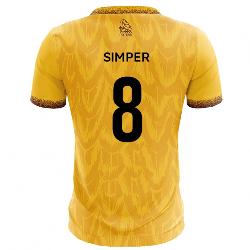 Danxen Uomo Maglia Lewis Simper #8 Giallo Marrone Kit Gara Home 2025/26 Maglietta