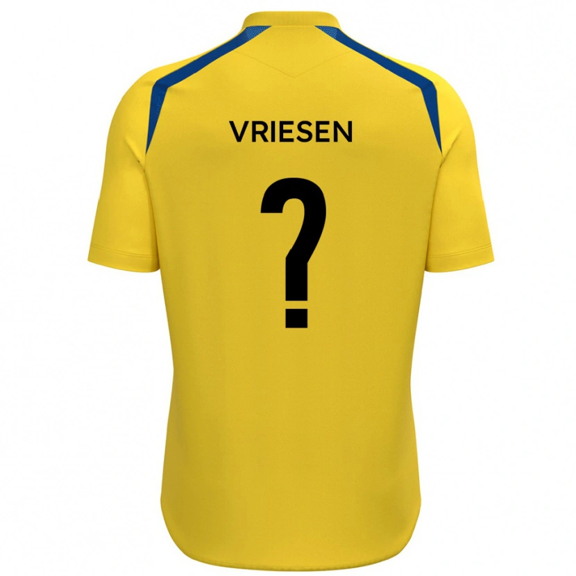 Danxen Uomo Maglia Fabian Vriesen #0 Giallo Blu Kit Gara Home 2025/26 Maglietta