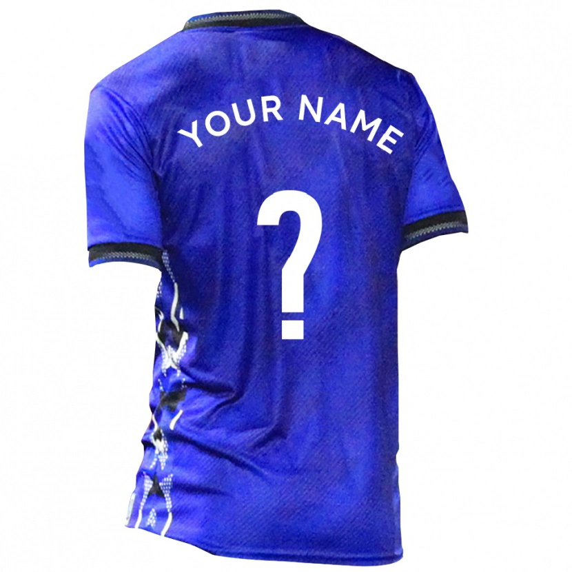 Danxen Uomo Maglia Il Tuo Nome #0 Blu Bianco Kit Gara Home 2025/26 Maglietta