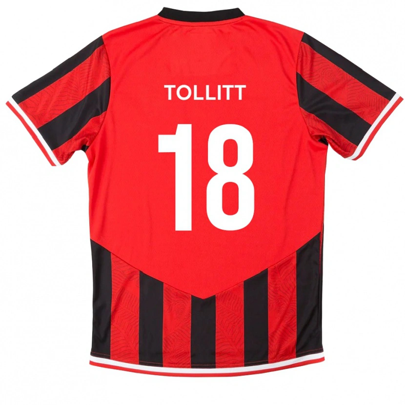 Danxen Uomo Maglia Ben Tollitt #18 Rosso Nero Kit Gara Home 2025/26 Maglietta