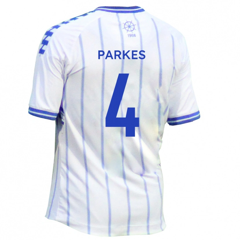 Danxen Uomo Maglia Tom Parkes #4 Bianco Blu Kit Gara Home 2025/26 Maglietta