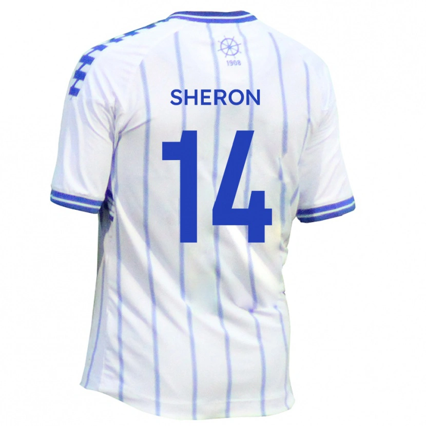 Danxen Uomo Maglia Nathan Sheron #14 Bianco Blu Kit Gara Home 2025/26 Maglietta