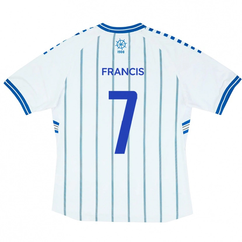 Danxen Uomo Maglia Jermaine Francis #7 Bianco Blu Kit Gara Home 2025/26 Maglietta