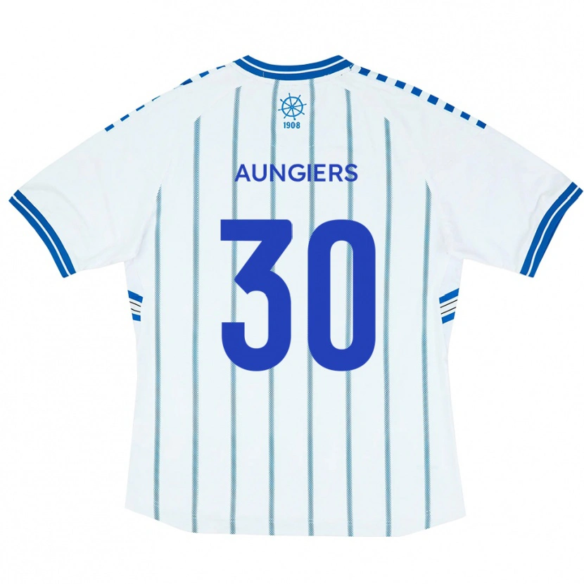 Danxen Uomo Maglia Joe Aungiers #30 Bianco Blu Kit Gara Home 2025/26 Maglietta