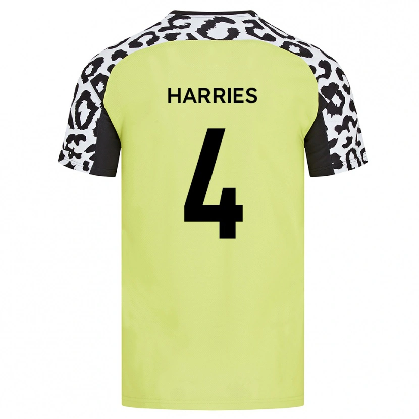Danxen Uomo Maglia Cian Harries #4 Giallo Fluorescente Kit Gara Home 2025/26 Maglietta
