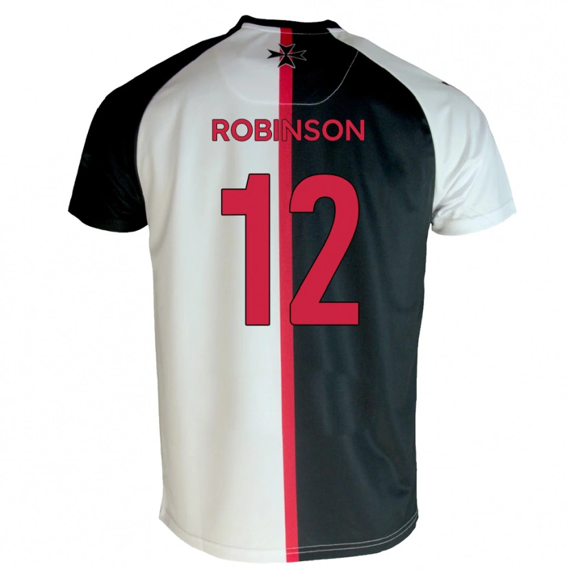 Danxen Uomo Maglia Matt Robinson #12 Bianco Nero Kit Gara Home 2025/26 Maglietta