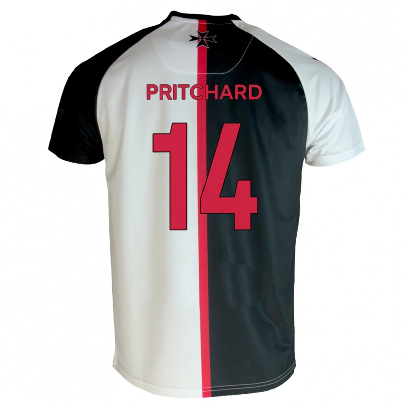 Danxen Uomo Maglia Harry Pritchard #14 Bianco Nero Kit Gara Home 2025/26 Maglietta