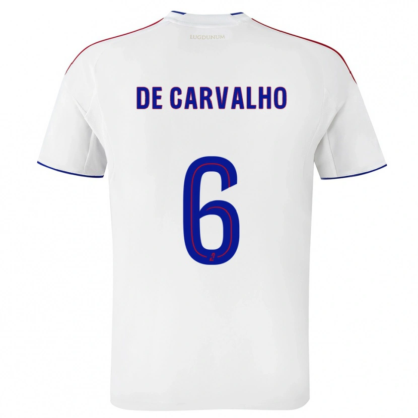 Danxen Uomo Maglia Mathys De Carvalho #6 Bianco Rosso Kit Gara Home 2025/26 Maglietta