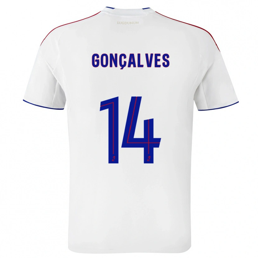 Danxen Uomo Maglia Tiago Gonçalves #14 Bianco Rosso Kit Gara Home 2025/26 Maglietta