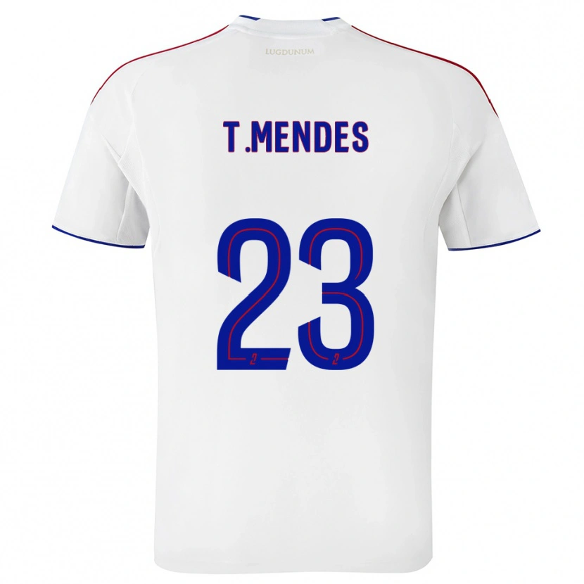Danxen Uomo Maglia Thiago Mendes #23 Bianco Rosso Kit Gara Home 2025/26 Maglietta