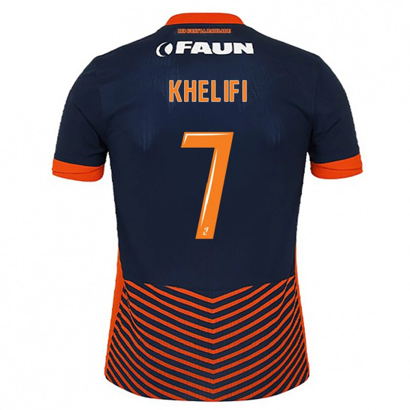 Danxen Uomo Maglia Léa Khelifi #7 Blu Mezzanotte Arancione Kit Gara Home 2025/26 Maglietta