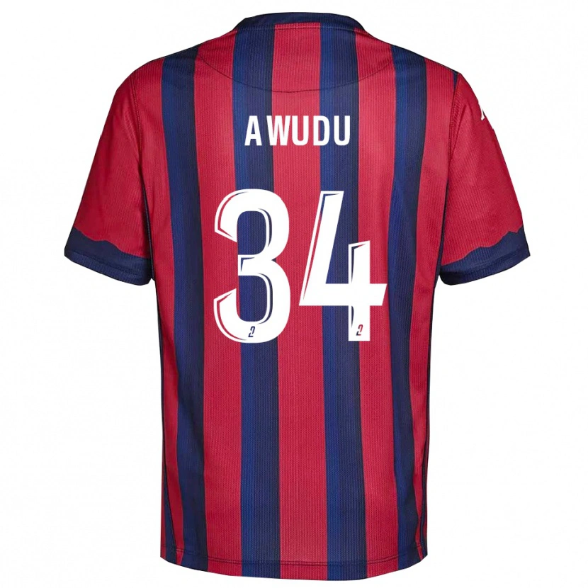 Danxen Uomo Maglia Sumaila Awudu #34 Bordeaux Blu Marino Kit Gara Home 2025/26 Maglietta