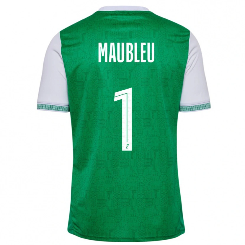Danxen Uomo Maglia Brice Maubleu #1 Verde Bianco Kit Gara Home 2025/26 Maglietta