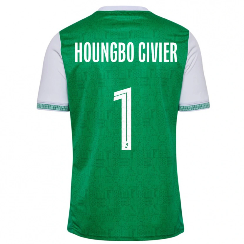 Danxen Uomo Maglia Matéo Houngbo Civier #1 Verde Bianco Kit Gara Home 2025/26 Maglietta