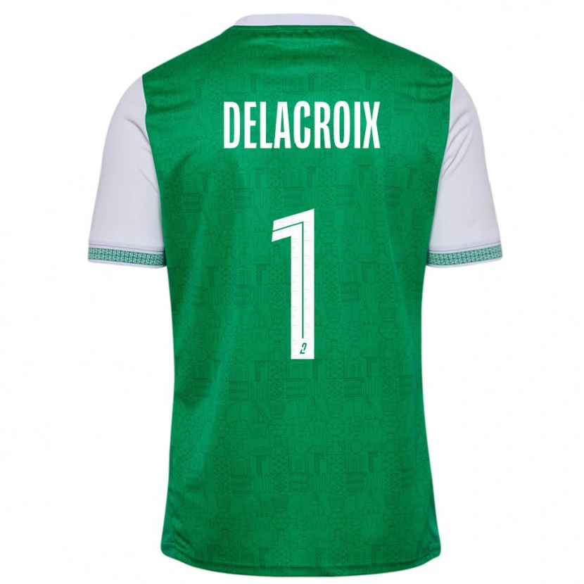 Danxen Uomo Maglia Noa Delacroix #1 Verde Bianco Kit Gara Home 2025/26 Maglietta
