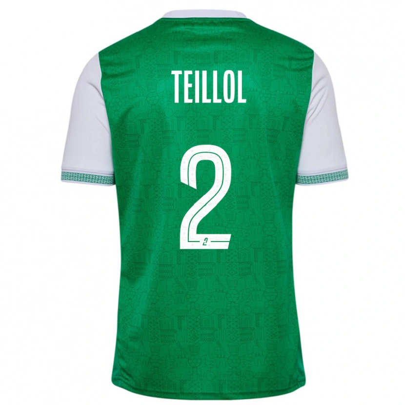 Danxen Uomo Maglia Tom Teillol #2 Verde Bianco Kit Gara Home 2025/26 Maglietta
