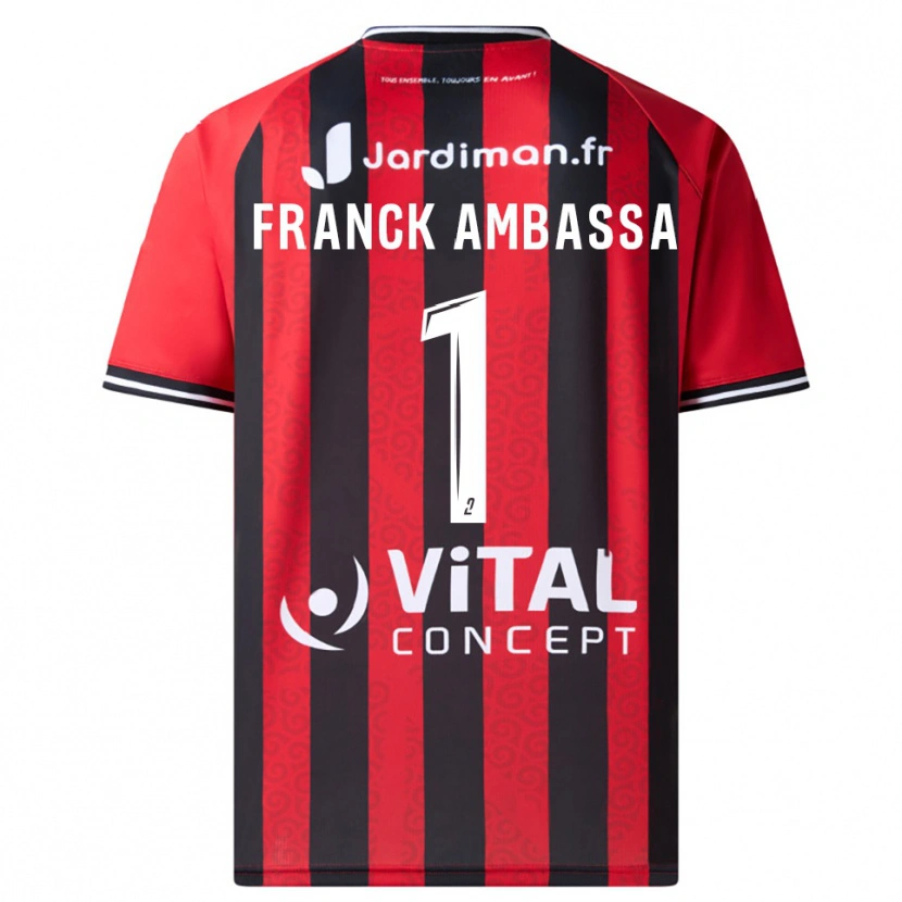 Danxen Uomo Maglia Gaspard Franck Ambassa #1 Rosso Nero Kit Gara Home 2025/26 Maglietta