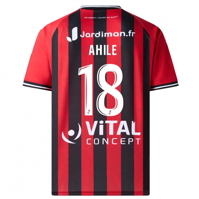 Danxen Uomo Maglia Tanguy Ahile #18 Rosso Nero Kit Gara Home 2025/26 Maglietta