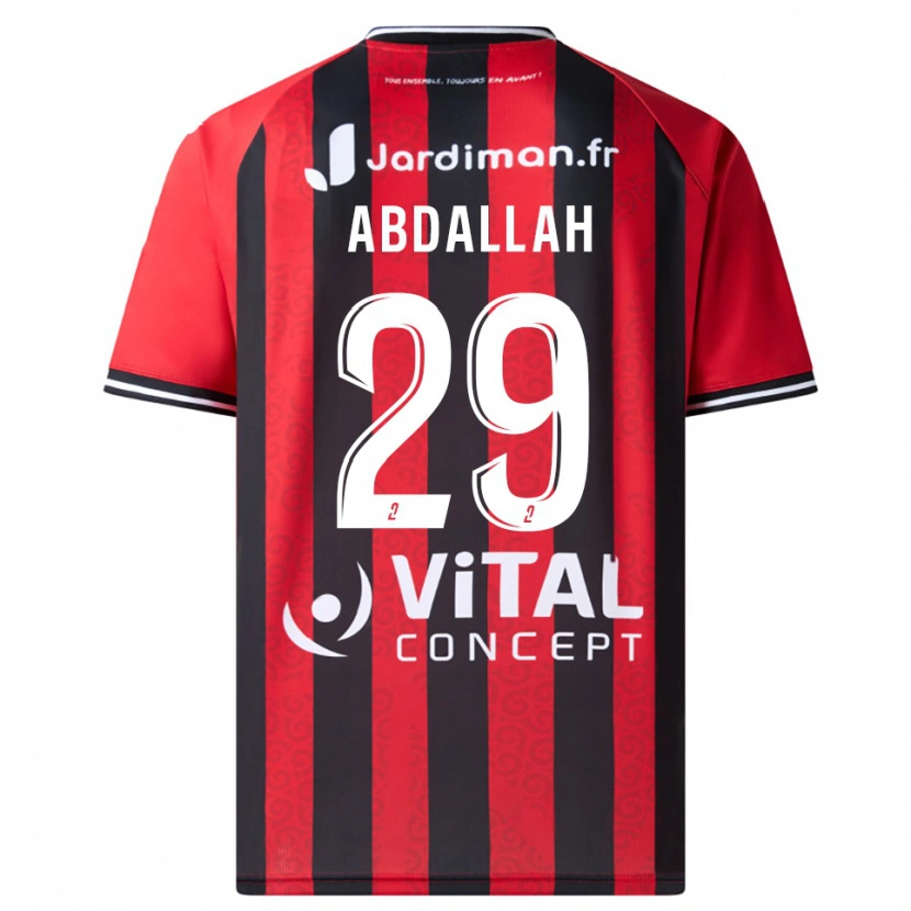 Danxen Uomo Maglia Akim Abdallah #29 Rosso Nero Kit Gara Home 2025/26 Maglietta
