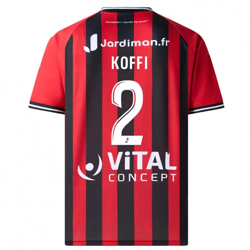 Danxen Uomo Maglia Erwin Koffi #2 Rosso Nero Kit Gara Home 2025/26 Maglietta