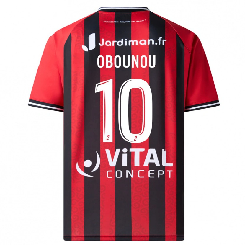Danxen Uomo Maglia Élie Obounou #10 Rosso Nero Kit Gara Home 2025/26 Maglietta