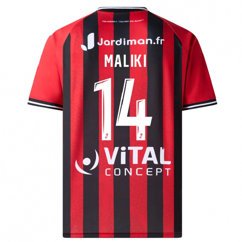 Danxen Uomo Maglia Abdou Maliki #14 Rosso Nero Kit Gara Home 2025/26 Maglietta